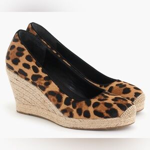 J. Crew Seville espadrille 3” wedges Leopard calf hair size 7.5